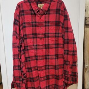 The Foundry Supply Co. Red and Black Plaid Casual Button Down Shirt